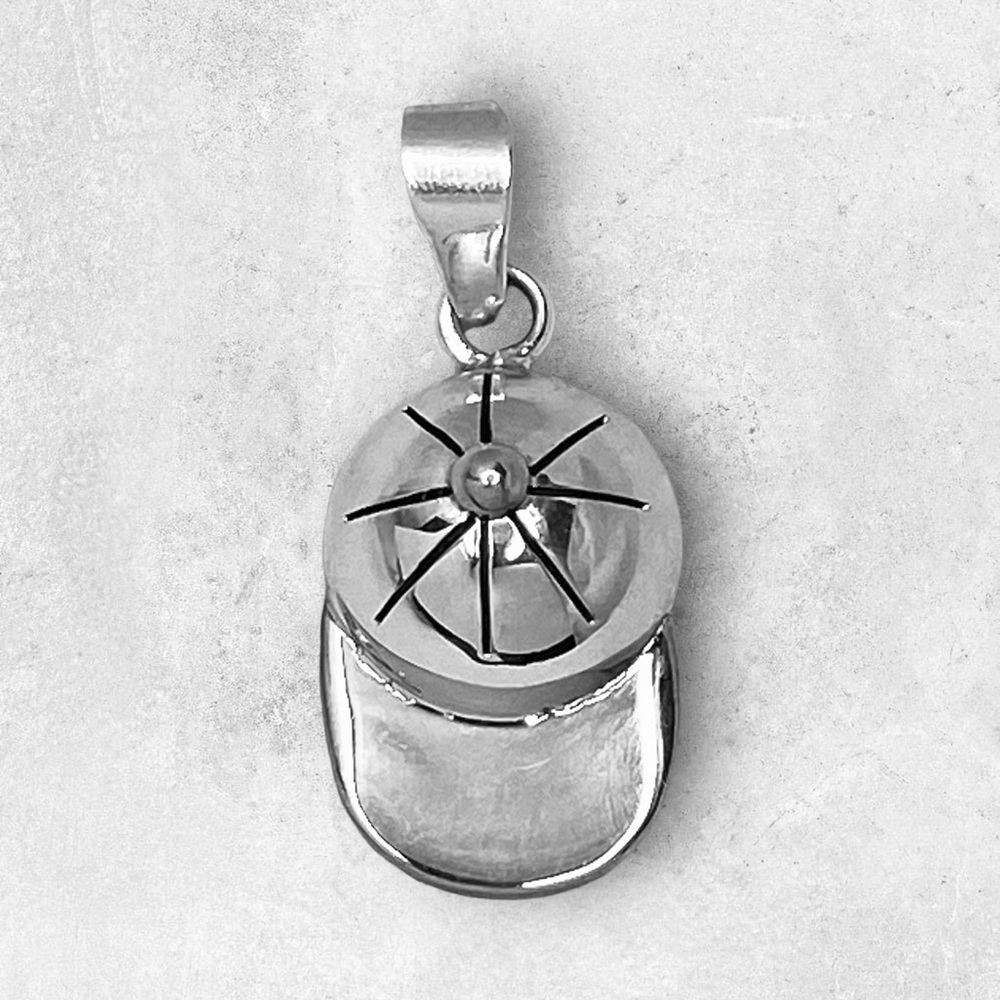 925 Mexico Sterling Silver Baseball Softball Sports Cap Hat LARGE Pendant